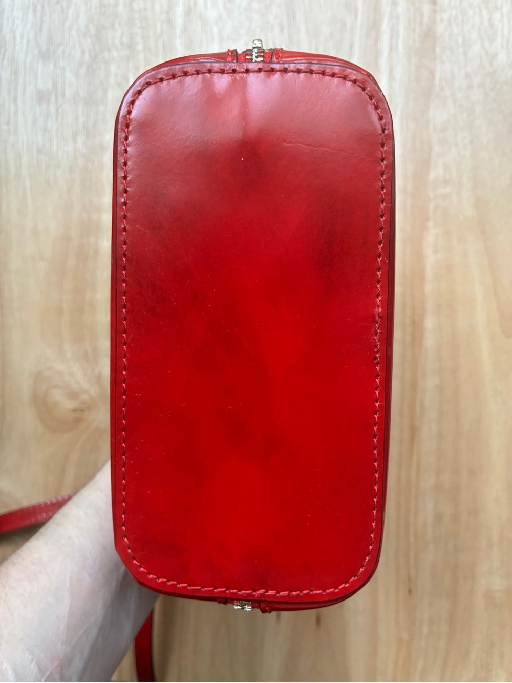 Pratesi Firenze Italian Cherry Red Leather Crossbody Bag - Picture 16 of 16